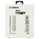 BOSCH Set 25 burghie metal HSS-G în cutie metalică