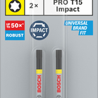 BOSCH Pachet de 2 biți de înșurubare PRO Torx Impact, T15, 55 mm