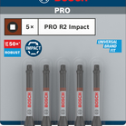 BOSCH Bit de înșurubare PRO Robertson Impact, R2, 55 mm, 5 buc.