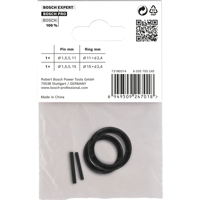 BOSCH Retaining Ring and Pin Set for PRO Impact Socket, 1/4", 4 bucăți