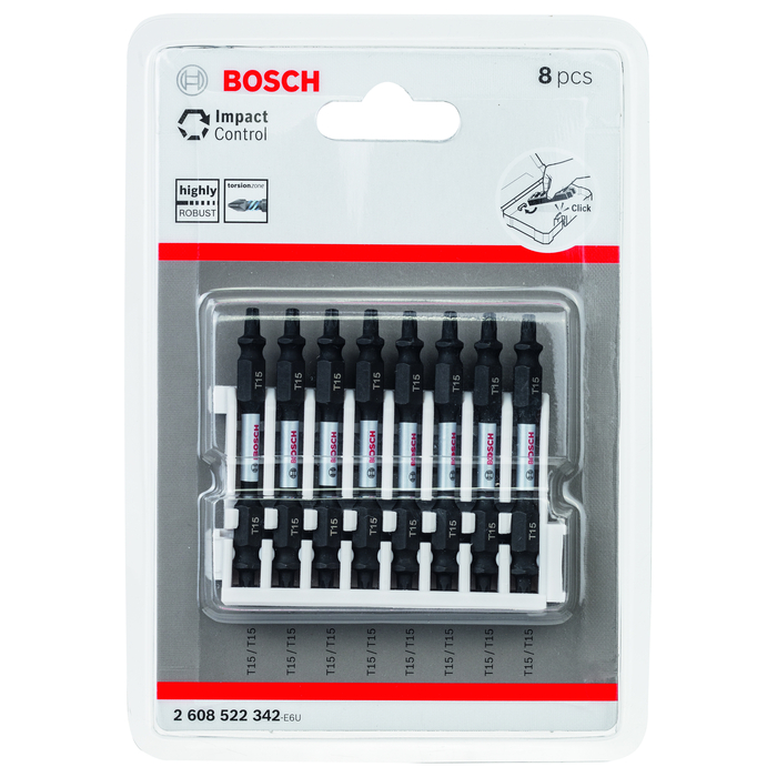 BOSCH Set de capete de şurubelniţă Impact Control, 8 buc.