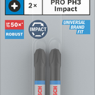 BOSCH Pachet de 2 biți de înșurubare PRO Phillips Impact, PH3, 55 mm