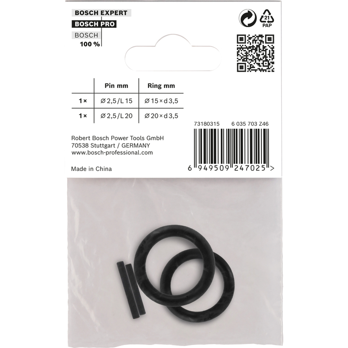 BOSCH Retaining Ring and Pin Set for PRO Impact Socket, 3/8", 4 bucăți