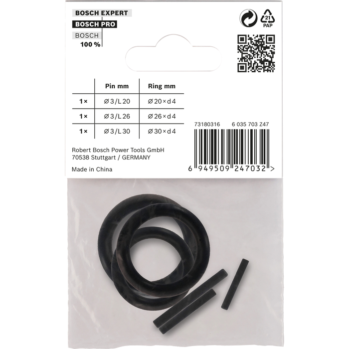 BOSCH Retaining Ring and Pin Set for PRO Impact Socket, 1/2", 6 buc.