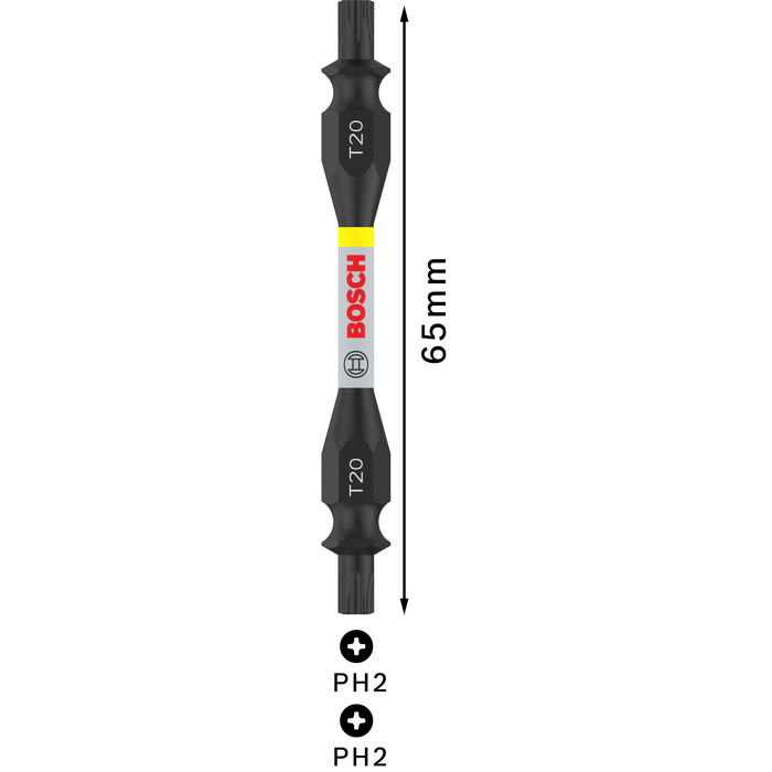 BOSCH Bit de înșurubare PRO dublu cu index Pick and Click, T20, 65 mm