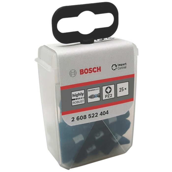 BOSCH Set 25 biti Impact Control 25 mm, PZ2 in cutie Tic-Tac