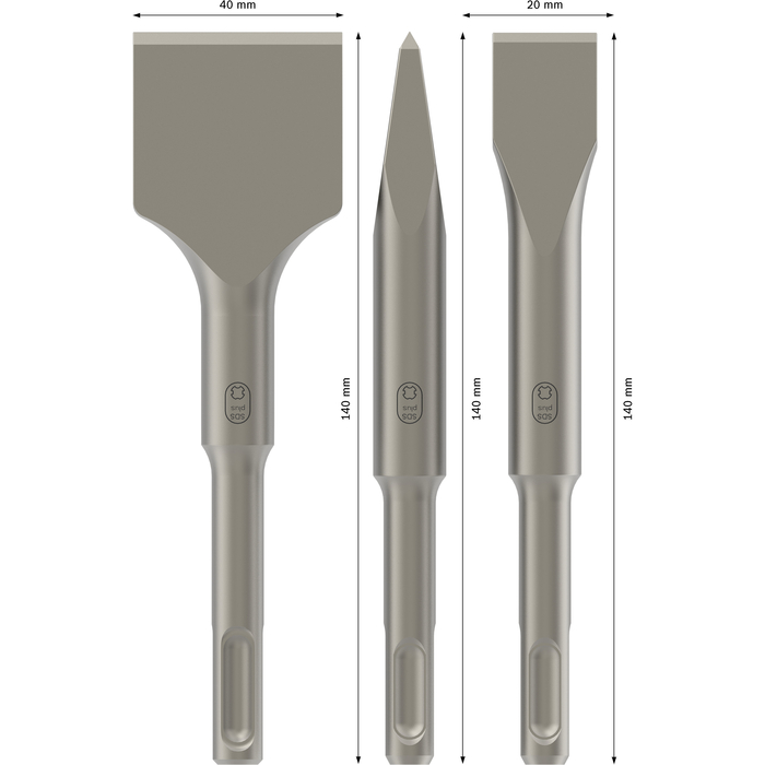 BOSCH Set dălţi scurte cu sistem de prindere SDS-plus, 3 buc.