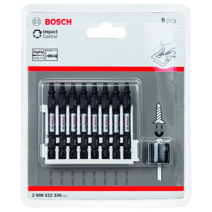 BOSCH Set de capete de şurubelniţă Impact Control, 9 buc.