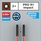 BOSCH Bit de înșurubare PRO Robertson Impact, R1, 55 mm, 2 buc.