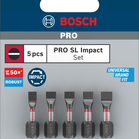 BOSCH Biți de înșurubare PRO SL Impact, SL4.5, SL5.5 (x2), SL5.5, SL6.5, 25 mm, 5 buc.