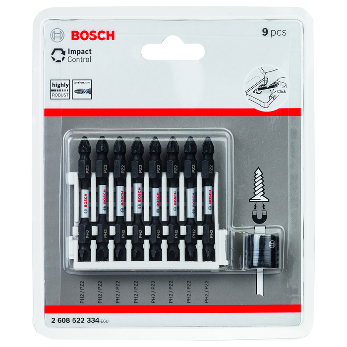 BOSCH Set de capete de şurubelniţă Impact Control, 9 buc.