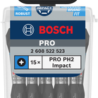 BOSCH Set biți de înșurubare PRO Phillips Impact, PH2, 55 mm, 15 piese