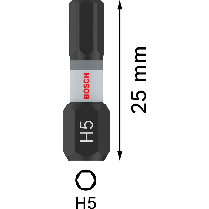 BOSCH Set biți de înșurubare PRO Hex Impact, H5, 25 mm, 2 piese